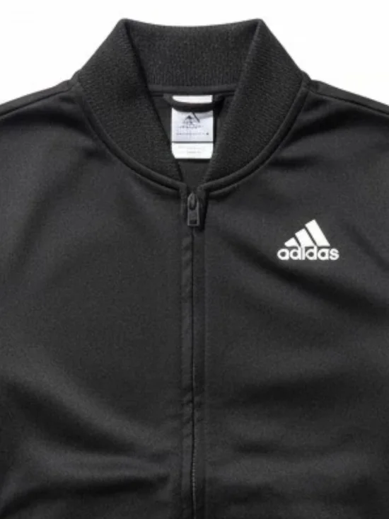 Toddler Adidas Black Track Jacket with White Stripes and Logo - Picture 3 of 4